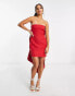 Фото #4 товара Forever New Petite strapless trailing bow mini dress in red