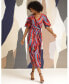 ფოტო #4 პროდუქტის Women's Printed Raglan-Sleeve Wrap Dress