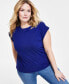 Plus Size Rhinestone Rolled-Sleeve Top, Created for Macy's