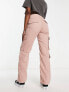 Фото #3 товара Bershka drawstring waist cargo trousers in dusty pink
