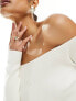 ASOS DESIGN sculpted knitted off shoulder top in cream M - фото #3