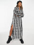 Фото #1 товара ASOS DESIGN boucle maxi shirt dress in mono check