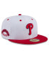 Фото #1 товара Men's White Philadelphia Phillies Throwback Mesh 59fifty Fitted Hat