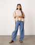 ASOS EDITION jersey oversized slouchy top with contrast tie detail in mocha