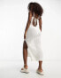 Фото #1 товара Miss Selfridge low back crochet knit maxi dress with side split in white