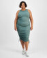 Фото #1 товара Trendy Plus Size Ribbed Side-Ruched Racerback Bodycon Dress