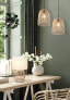 LED Tischlampe Rattan Stoff Boho Stil