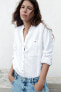 Фото #8 товара Рубашка из смесового льна с подворачивающимися рукавами ZARA
