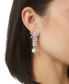 Фото #3 товара Rhodium-Plated Cubic Zirconia & Imitation Pearl Linear Drop Earrings, Created for Macy's