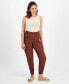 Фото #2 товара Petite Satin High-Rise Belted Cargo Pants, Created for Macy's