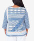 ფოტო #2 პროდუქტის Plus Size Bayou Geometric 3/4 Sleeve Top