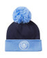 Фото #1 товара Navy Men's and Women's Manchester City Essential Cuffed Knit Hat with Pom