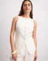 NA-KD co-ord high neck linen waistcoat in white