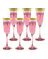 Фото #2 товара Red Flutes with a Gold Band, Set of 6