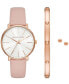 Women's Pyper Three-Hand Blush Leather Watch 38mm and Jewelry Gift Set