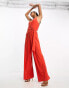 Фото #1 товара River Island wide leg wrap jumpsuit in orange