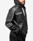 Фото #5 товара Men's Grainy Polyurethane Moto Jacket with Hood and Faux Shearling Lining