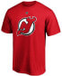 ფოტო #2 პროდუქტის Men's Nico Hischier Red New Jersey Devils Team Authentic Stack Name and Number T-shirt