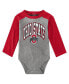 ფოტო #3 პროდუქტის Newborn and Infant Boys and Girls Scarlet Ohio State Buckeyes Rookie of the Year Long Sleeve Bodysuit and Pants Set