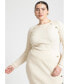 Фото #1 товара Plus Size Button Detail Ribbed Sweater