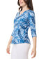 Фото #3 товара Women's Printed Moss Crepe 3/4-Sleeve Top