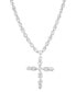 ფოტო #1 პროდუქტის Cubic Zirconia Mixed Cut Cross 18" Pendant Necklace in Sterling Silver