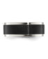 ფოტო #2 პროდუქტის Stainless Steel Black IP-plated Brushed 8mm Band Ring