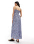 Фото #3 товара Vero Moda smocked bust maxi dress in blue floral print