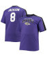 Фото #1 товара Men's Lamar Jackson Purple Baltimore Ravens Big and Tall Sleeve Panel Player Name and Number T-shirt