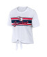 ფოტო #2 პროდუქტის Women's White Cleveland Guardians Front Tie T-shirt