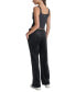 Women's Velour Rhinestone-Logo Side-Slit Track Pants