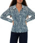 WHISTLES Marble Stripe Crinkle Shirt Navy Multi Uk 12 US 6