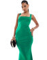 Vesper sleeveless square neck fishtail midi dress in green