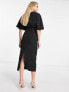 ASOS DESIGN Tall pleated blouson midi dress in black