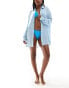 Фото #1 товара ASOS DESIGN crinkle beach shirt cover-up in light blue