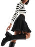 Pieces pleated mini skirt with contrast stich in black