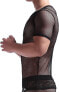 Фото #1 товара Manview Men's Half Sleeve Black Mesh Shirt Half Sleeve Shirt