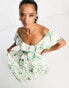 Фото #4 товара ASOS DESIGN Petite ruffle cut out off the shoulder maxi dress with hi low hem in stone floral print