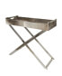 45" x 18" x 30" Leather Tray Diagonal Silver-Tone Legs and Handles Accent Table