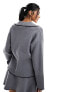 Фото #7 товара Object oversized v neck jumper co-ord with contrast trim in grey