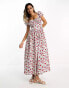 Фото #2 товара ASOS DESIGN milkmaid ruched bust midi dress with open tie back in bright floral print