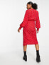 Фото #2 товара Glamorous long sleeve fitted wrap dress in multi red ditsy floral