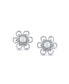 ფოტო #2 პროდუქტის White Freshwater Cultured Pearl Open Daisy Flower CZ Stud Earrings For Women For Teen .925 Sterling Silver
