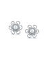 Фото #2 товара White Freshwater Cultured Pearl Open Daisy Flower CZ Stud Earrings For Women For Sterling Silver