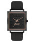 Women's Quartz Square Black Faux Leather Band Watch, 35mm