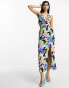 Фото #1 товара ASOS DESIGN halter neck cut out midi dress in bright sketch print