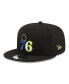 Men's Black Philadelphia 76ers Neon Pop 9FIFTY Snapback Hat