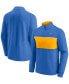 Фото #1 товара Men's Powder Blue and Gold Los Angeles Chargers Block Party Quarter-Zip Jacket