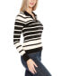 ფოტო #3 პროდუქტის Women's Striped Johnny Collar Sweater