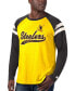 Фото #5 товара Футболка мужская Starter Gold-Tone, черная Pittsburgh Steelers Throwback League Raglan с длинным рукавом из трикотажной трикотажной ткани.